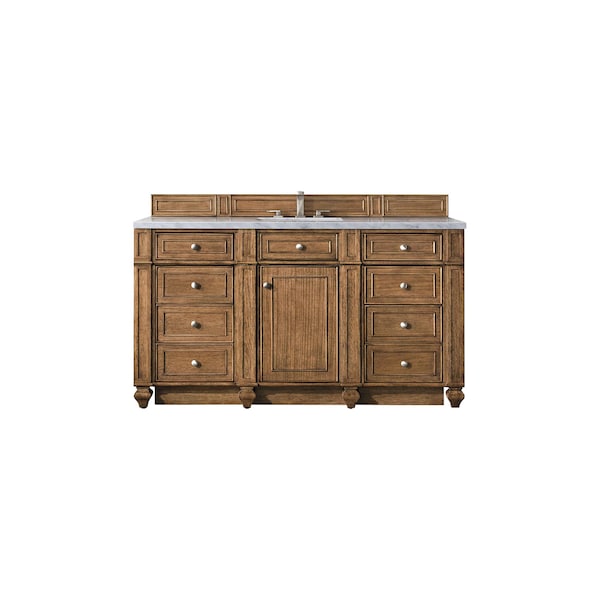 James Martin Vanities Bristol 60in Single Vanity, Saddle Brown w/ 3 CM Eternal Jasmine Pearl Quartz Top 157-V60S-SBR-3EJP - main
